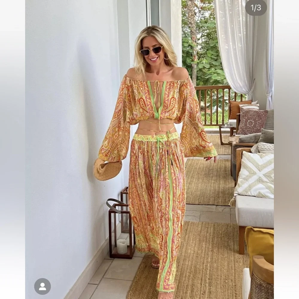 Zara Multicolor Off-Shoulder Top - Picture 8 of 10